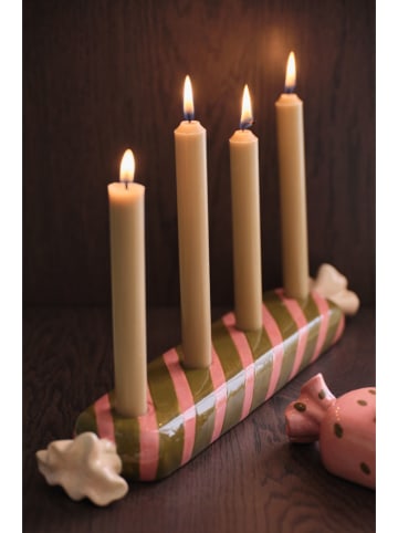 Ellos Home Świecznik "Karamell" w kolorze oliwkowo-jasnoróżowym - 43 x 5 x 8,5 cm