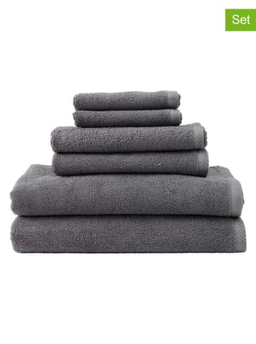 Ellos Home 6-częściowy zestaw ręczników "Elise" w kolorze antracytowym
