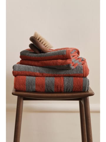 Ellos Home 4tlg. Handtuchset "Saga" in Grau/ Rot