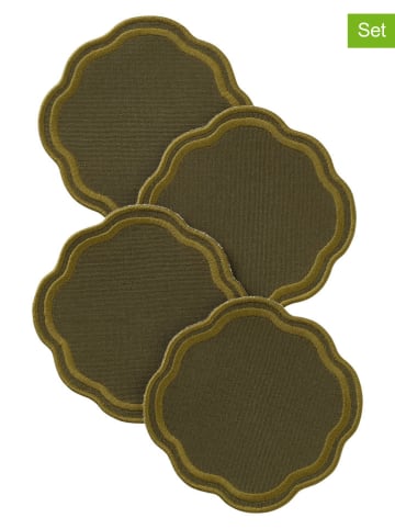 Ellos Home 4er-Set: Untersetzter "Peggy" in Khaki - Ø 10 cm