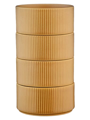 Björn 4-delige set: serveerkommen "Scandi" okergeel - Ø 12 cm