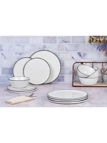 Björn 12tlg. Tafelservice "Pure" in Weiß/ Schwarz