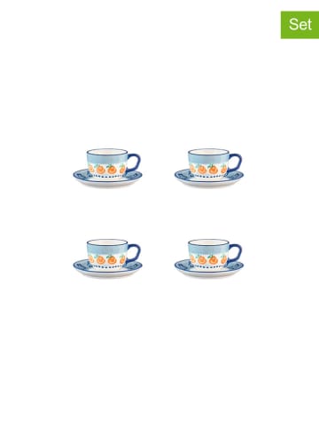 Björn Filiżanki (4 szt.) "Napoli" w kolorze biało-niebiesko-pomarańczowym - 210 ml