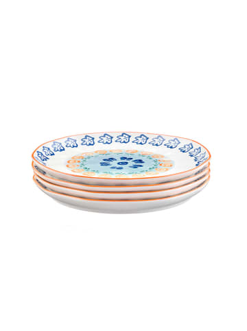 Björn 4er-Set: Speiseteller "Napoli" in Weiß/ Blau/ Orange - Ø 27 cm