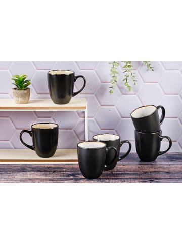 Björn 6-delige set: mokken "Iris" zwart/wit - 400 ml