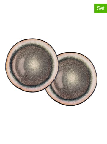 Björn 2-delige set: serveerborden "Iris" beige/lichtbruin