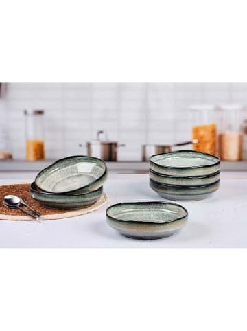 Björn 6er-Set: Suppenteller "Genesis" in Grau/ Beige - Ø 21 cm