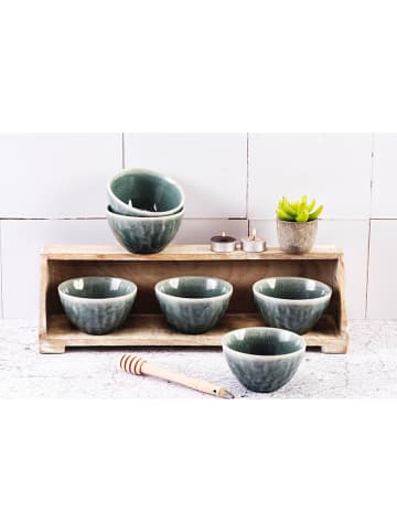 Björn 6-delige set: serveerkommen"Moon" petrol - Ø 11,5 cm