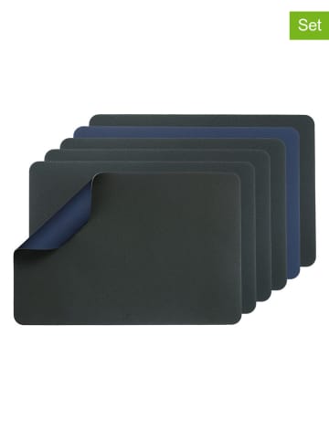 Björn 6-delige set: placemats donkerblauw/antraciet - (L)44,5 x (B)30 cm