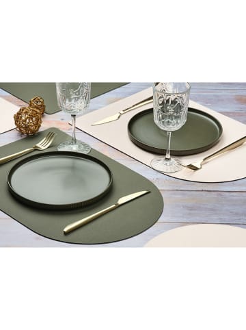 Björn 6-delige set: placemats crème/groen - (L)44,5 x (B)30 cm