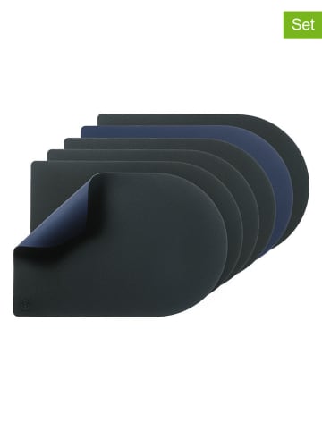 Björn 6-delige set: placemats donkerblauw/antraciet - (L)44,5 x (B)30 cm