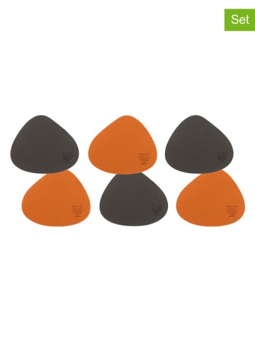 Björn 6er-Set: Wende-Untersetzer in Braun/ Orange - (L)13 x (B)11 cm