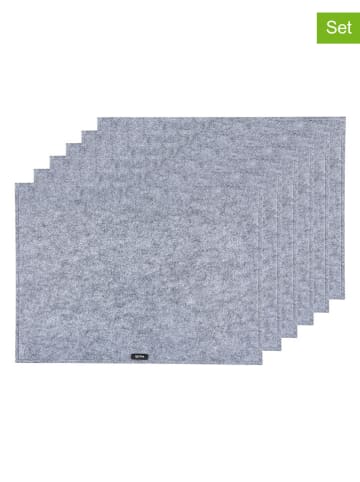 Björn 6-delige set: placemats grijs - (L)45 x (B)33 cm