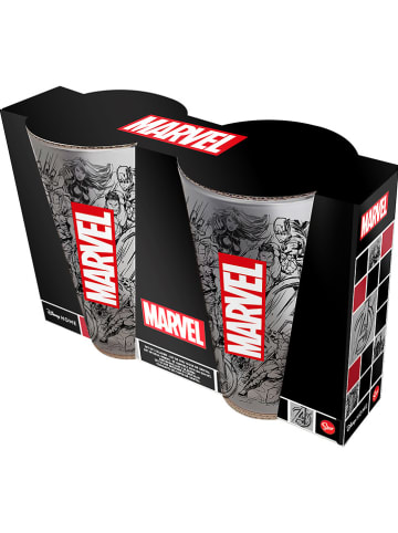 Stor 2er-Set: Gläser "Marvel" in Transparent/ Schwarz/ Rot - 490 ml