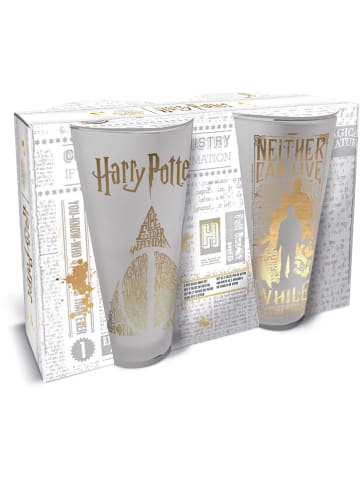 Stor 2-delige set: glazen "Harry Potter" transparant/goudkleurig - 490 ml