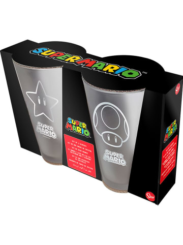 Stor 2er-Set: Gläser "Super Mario" in Transparent/ Weiß - 490 ml