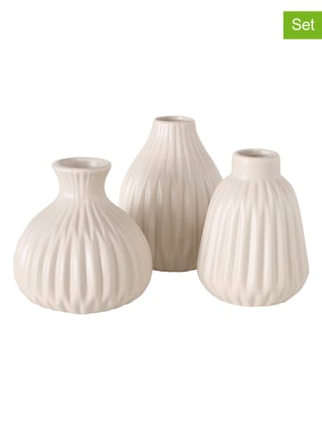 Boltze Wazony (3 szt.) "Esko" w kolorze kremowym - wys. 12 cm