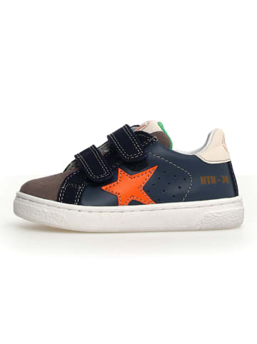 Naturino Leren sneakers donkerblauw/bruin/oranje
