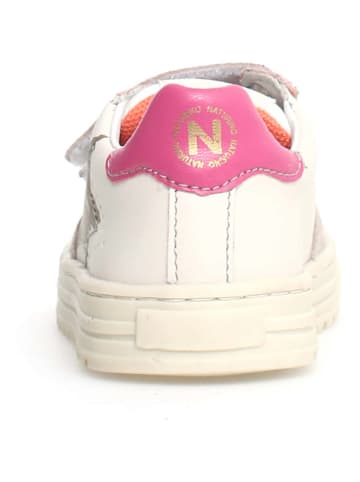 Naturino Skórzane sneakersy "Hess" w kolorze kremowo-różowym