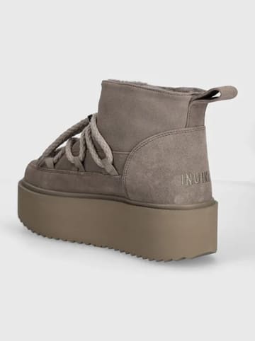 INUIKII Leder-Winterboots "Classic Low Platform" in Grau