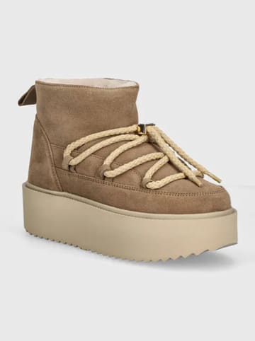 INUIKII Leder-Winterboots "Classic Low Platform" in Beige