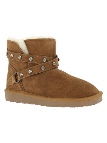 NICEBAY Skórzane botki zimowe "Alexis" w kolorze jasnobrązowym