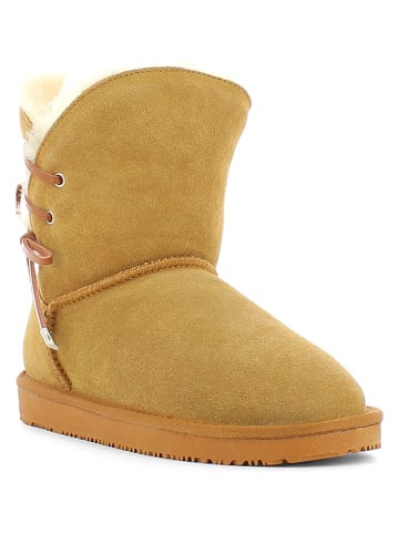 NICEBAY Skórzane botki zimowe "Manitoba" w kolorze jasnobrązowym