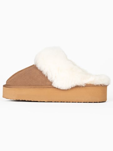 NICEBAY Schaffell-Hausschuhe "Emila" in Camel