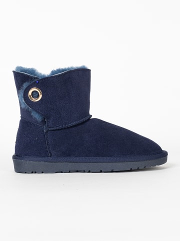 NICEBAY Skórzane botki zimowe "Ritchi" w kolorze granatowym