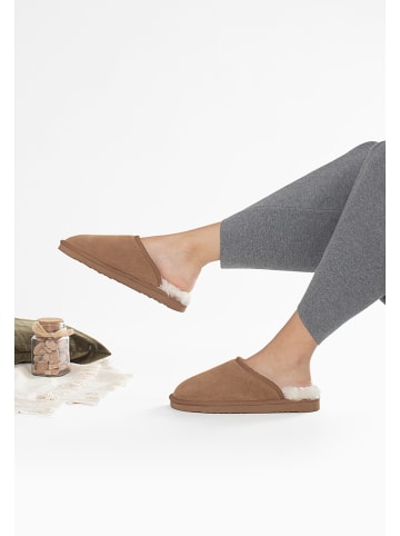 Gooce Schaffell-Hausschuhe "Emeralda" in Hellbraun