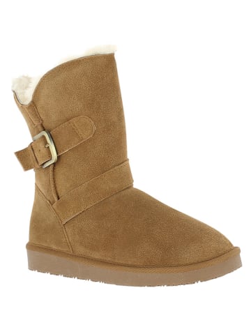 Gooce Leder-Winterstiefel "Blume" in Hellbraun