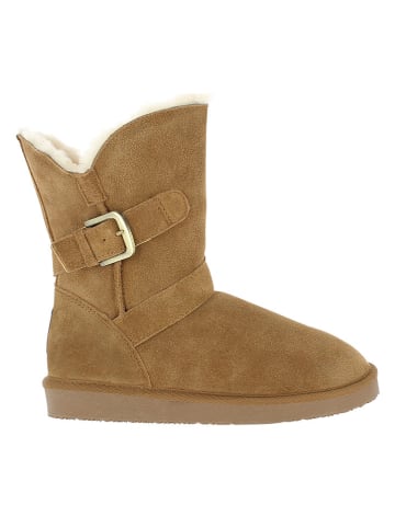 Gooce Leder-Winterstiefel "Blume" in Hellbraun