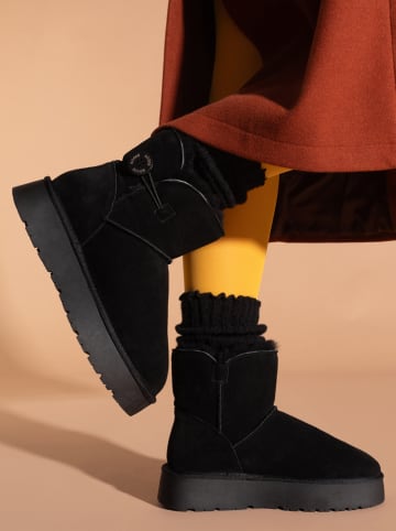 Gooce Skórzane botki zimowe "Crestone" w kolorze czarnym