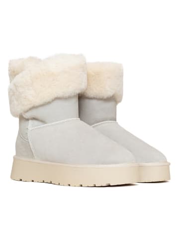 Gooce Skórzane botki zimowe "Beverly" w kolorze kremowym