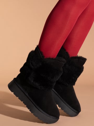 Gooce Skórzane botki zimowe "Bella" w kolorze czarnym