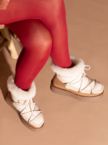 Gooce Leder-Winterboots "Warm" in Creme/ Hellbraun
