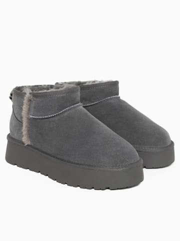 Gooce Skórzane botki zimowe "Wizz" w kolorze szarym