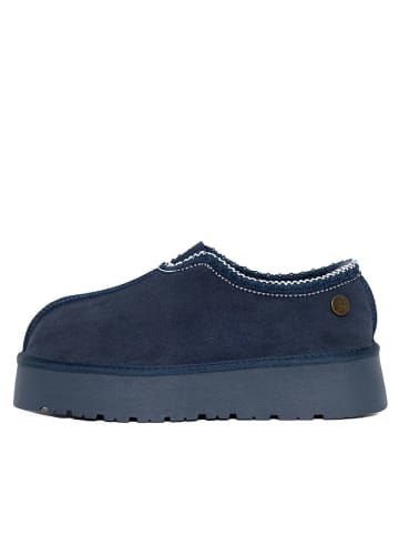 Gooce Skórzane botki zimowe "Wael" w kolorze granatowym