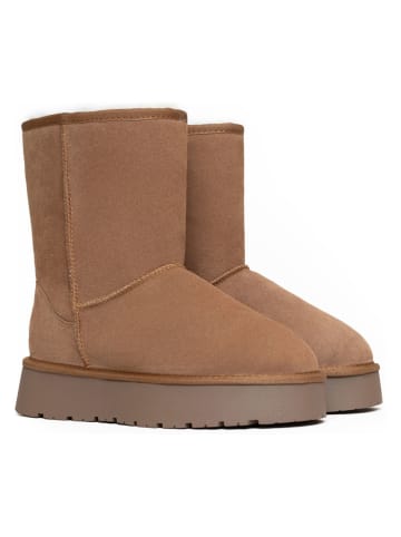 Gooce Skórzane botki zimowe "Logan" w kolorze jasnobrązowym