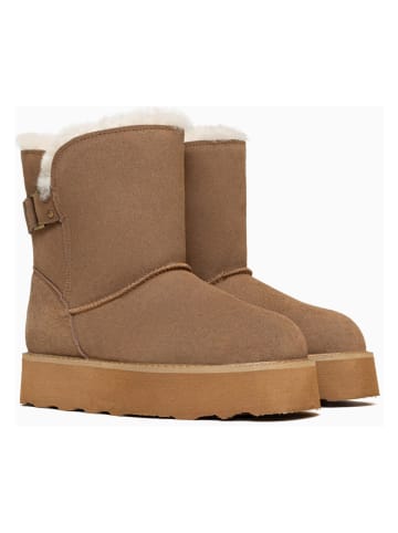 Gooce Skórzane botki zimowe "Colorado" w kolorze jasnobrązowym