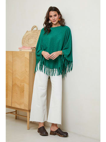 Soft Cashmere Ponczo w kolorze zielonym