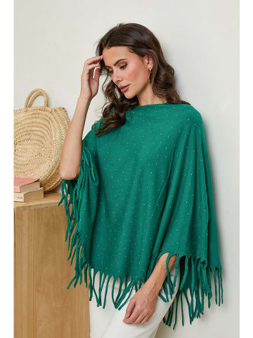 Soft Cashmere Poncho in Grün