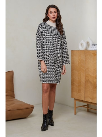 Soft Cashmere Sukienka dzianinowa w kolorze czarno-beżowym