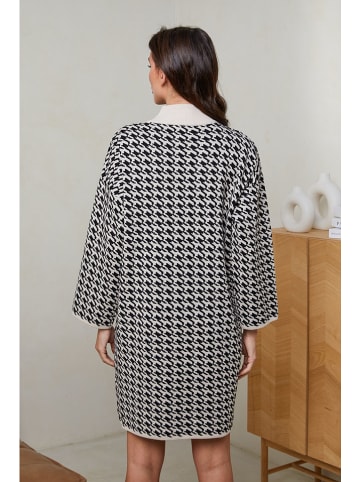 Soft Cashmere Sukienka dzianinowa w kolorze czarno-beżowym