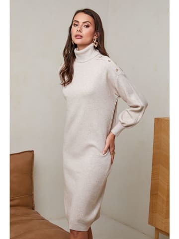 Soft Cashmere Sukienka dzianinowa w kolorze beżowym