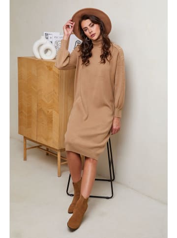 Soft Cashmere Sukienka dzianinowa w kolorze jasnobrązowym