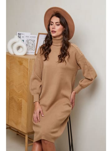 Soft Cashmere Gebreide jurk lichtbruin