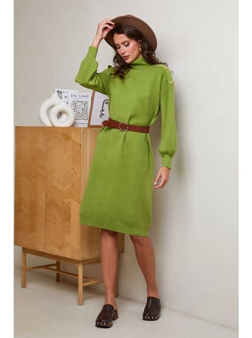 Soft Cashmere Sukienka dzianinowa w kolorze zielonym