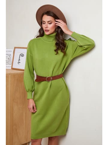 Soft Cashmere Sukienka dzianinowa w kolorze zielonym