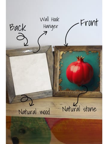 Wallity Gerahmter Stein-Kunstdruck - (L)15,5 x (B)15,5 cm